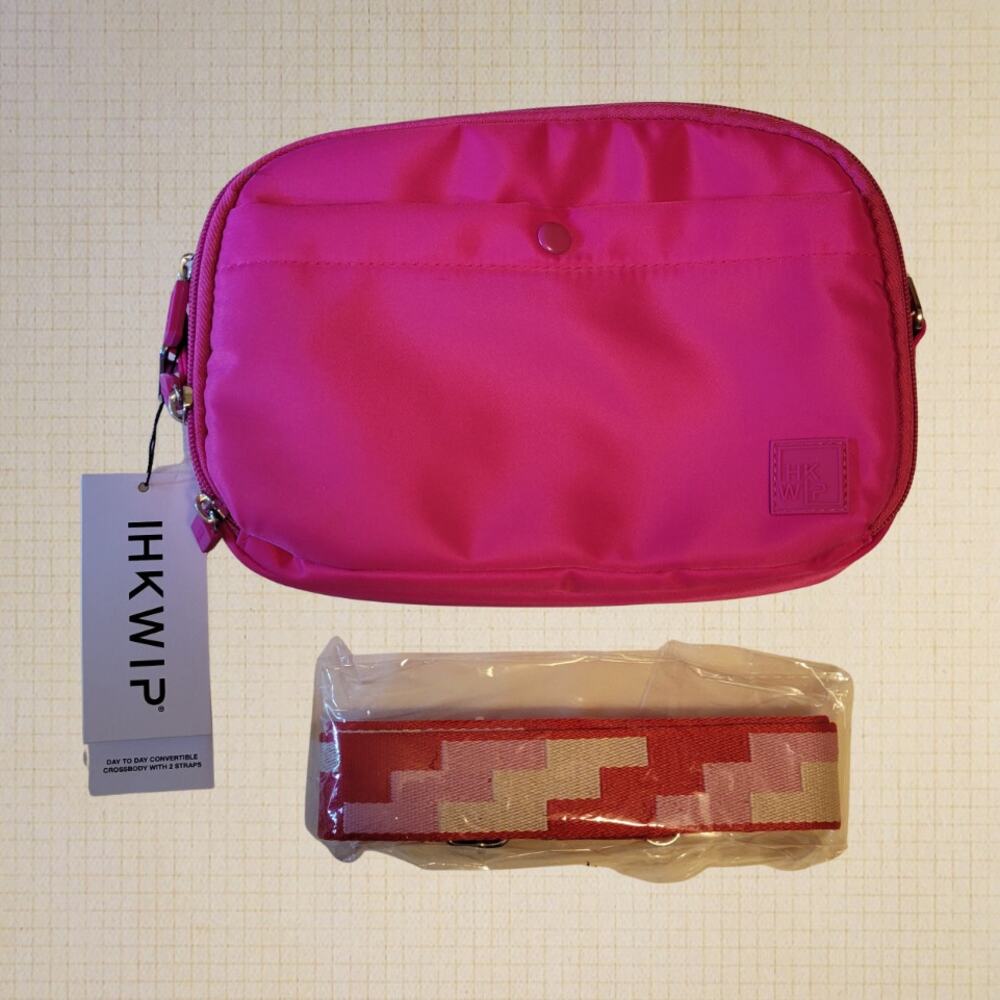 IHKWIP Bright Pink Nylon Convertible Travel Crossbody Bag New with Tag